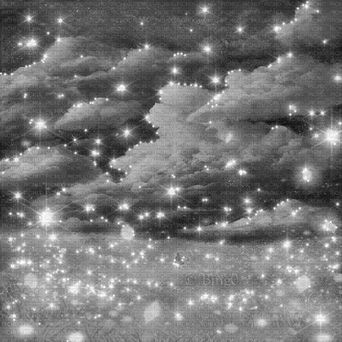 Y.A.M._Fantasy Sky clouds Landscape black-white - GIF animé gratuit