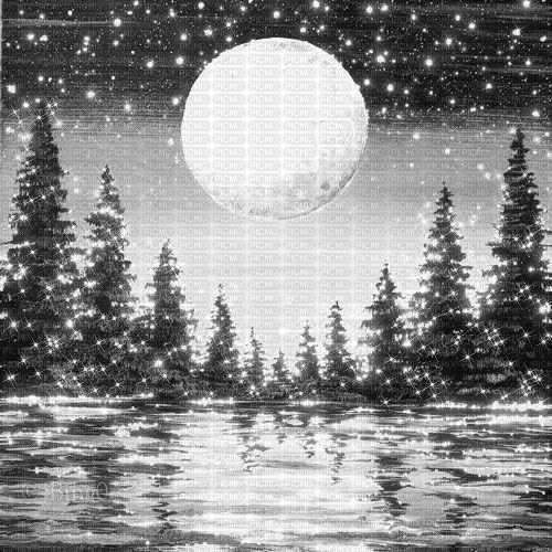 Y.A.M._Fantasy moon background black-white - Ücretsiz animasyonlu GIF