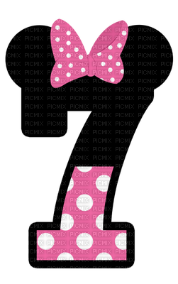 image encre numéro 7  à pois bon anniversaire Minnie Disney edited by me - фрее пнг