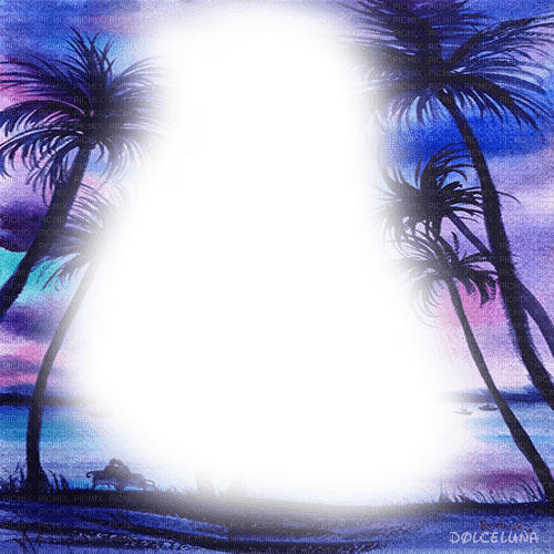 frame palm tree purple sea beach dolceluna - ücretsiz png