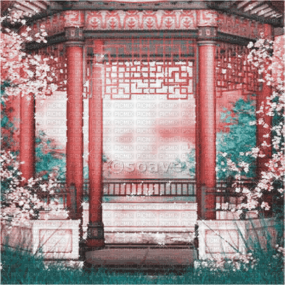 soave background oriental animated   pink teal - Ilmainen animoitu GIF