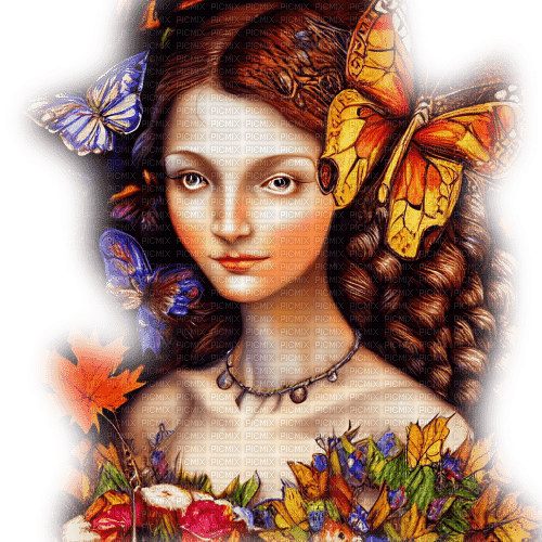 kikkapink autumn fairy girl woman vintage - Free PNG