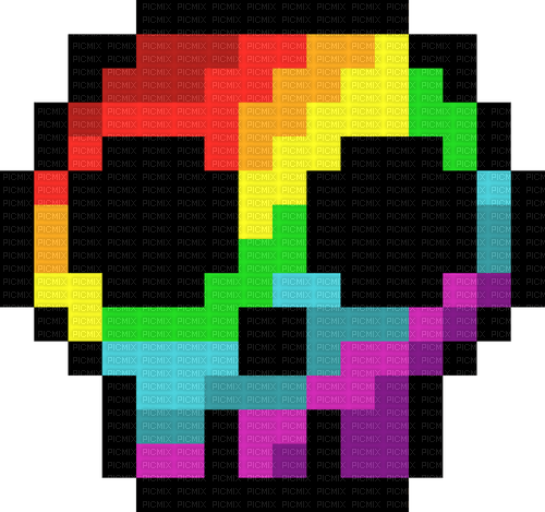 Pixel Rainbow Skull - Free PNG