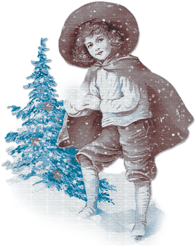 soave boy children winter vintage christmas tree - png grátis