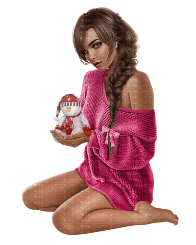 winter woman in pink  by nataliplus - gratis png
