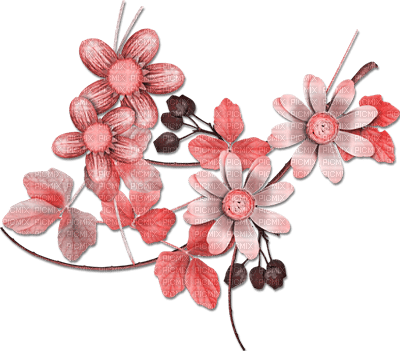 soave deco autumn scrap branch flowers pink - zadarmo png