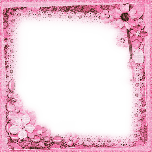 Pink Flowers Frame - By KittyKatLuv65 - Free PNG