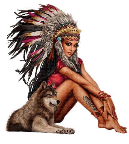 indian woman with wolf by nataliplus - png grátis