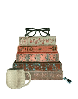 Bücher, Tasse, Brille - zadarmo png