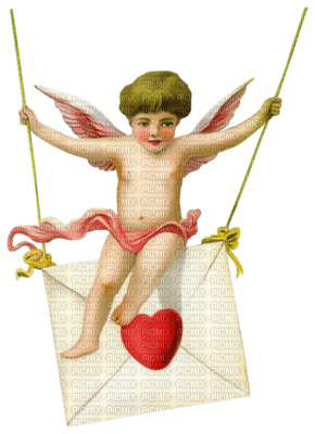 Kaz_Creations Victorian Angel Swing Love Letter Heart - Free PNG