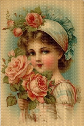 girl, vintage, flowers, sepia, child - Free PNG