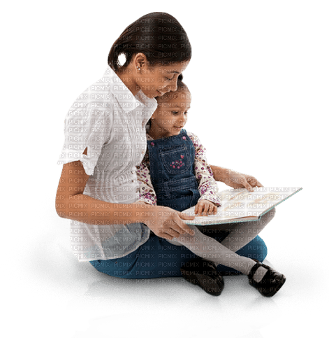 mamma-flicka-läser----mother-Girl-reading - Free PNG