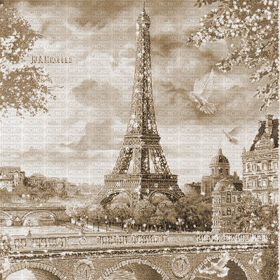 Y.A.M._Landscape Paris city Sepia - GIF เคลื่อนไหวฟรี