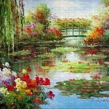 landscape painting background red green - бесплатно png