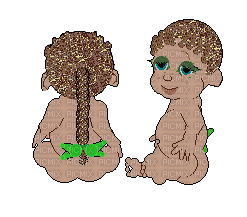 Babyz Twins with Green Bow and Eyeshadow - Free animated GIF