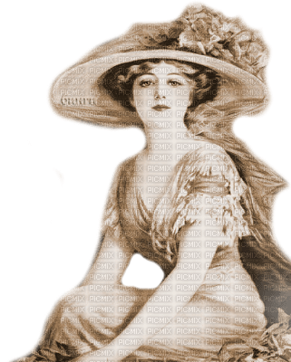 Y.A.M._Vintage Lady woman hat  Sepia - ilmainen png
