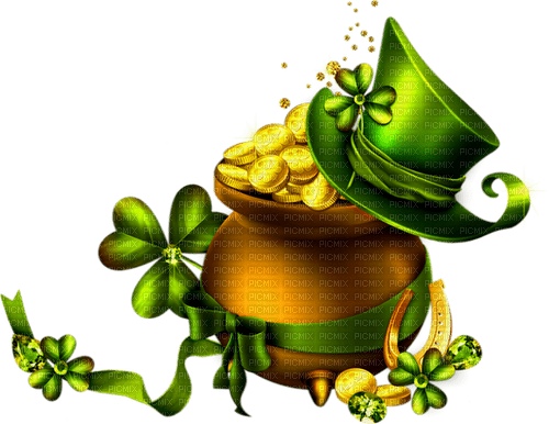 St.Patrick's Day Cluster.Green.Gold - gratis png