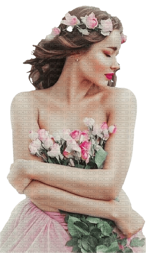 dolceluna spring woman pink flowers - besplatni png