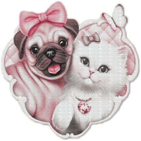 soave dog cat animals friends pink - png ฟรี