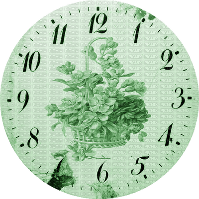 Clock-Parts, Clock-Face, Clocks, Deco, Decoration, Flower, Flowers, Green - Jitter.Bug.Girl - png gratis