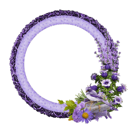 dolceluna spring purple bird frame flowers - ücretsiz png