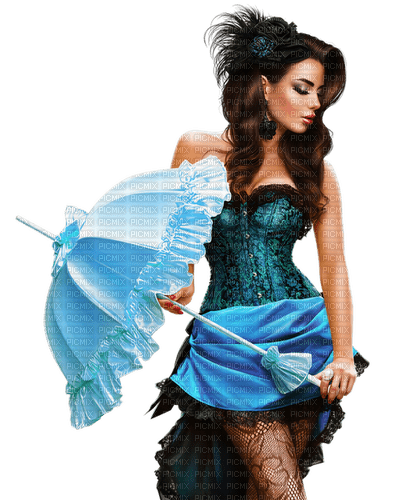 woman umbrella blue - png ฟรี