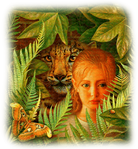 Woman.Leopard.Green.Brown - By KittyKatLuv65 - zdarma png