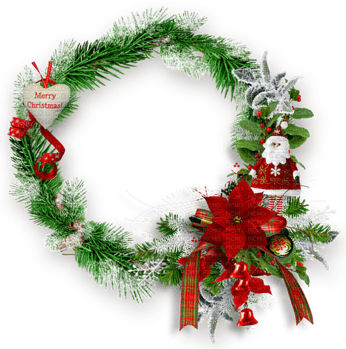 Wreath.Frame.Green.Red.White - zadarmo png