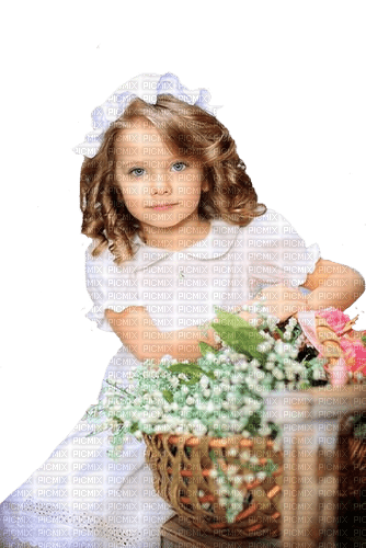 Child with Lily of the Valley/ enfant avec Muguet - 無料png