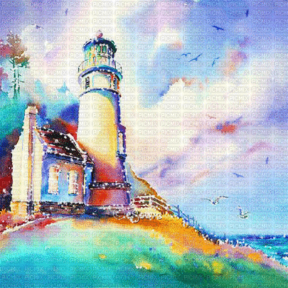 soave background animated summer lighthouse - GIF animado grátis