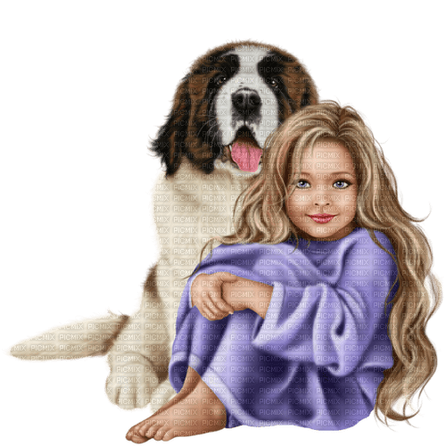 flicka-barn -hund---girl-child-dog - png gratis