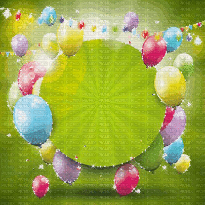 soave background  birthday balloon green rainbow - GIF animado gratis