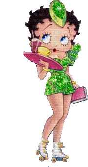 Betty Boop serveuse sur patins - Free animated GIF