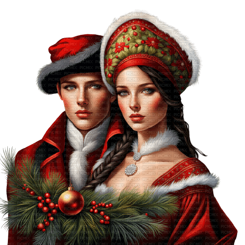 loly33 couple vintage noël - Free PNG