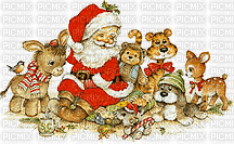 Santa and critters - Free animated GIF