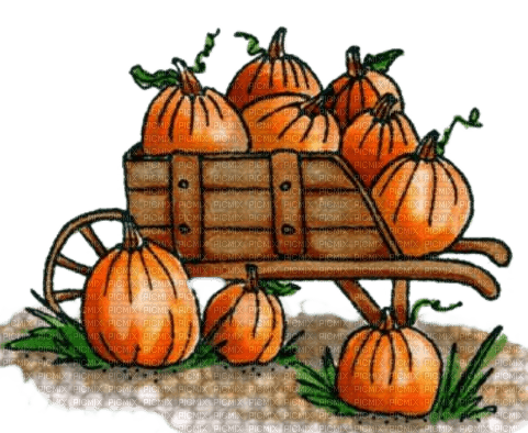Herbst, Ernte, Kürbisse, Karren, Autumn, Harvest - 無料png