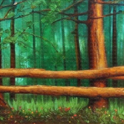 Green Forest with Log Fence - gratis png