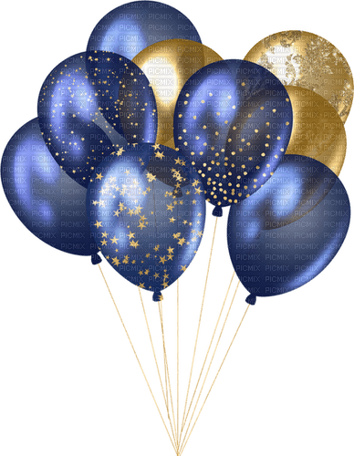 Balloons.Blue.Gold - nemokama png