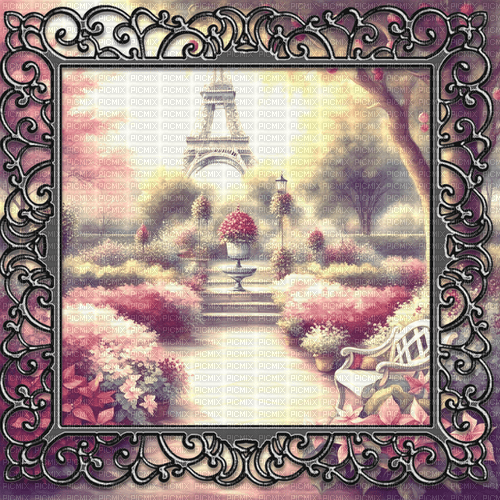♡§m3§♡ pink vintage frame paris landscape - PNG gratuit
