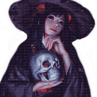 Y.A.M._Fantasy Gothic  woman girl Skull purple - 無料png
