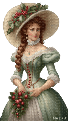 Christmas, vintage woman - δωρεάν png