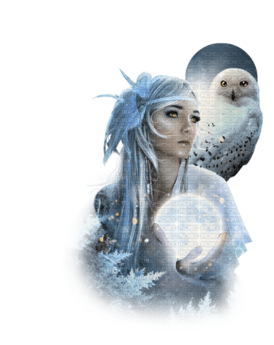 loly33 femme chouette hiver - Free PNG