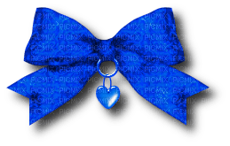 Bow.Heart.Charm.Blue - PNG gratuit