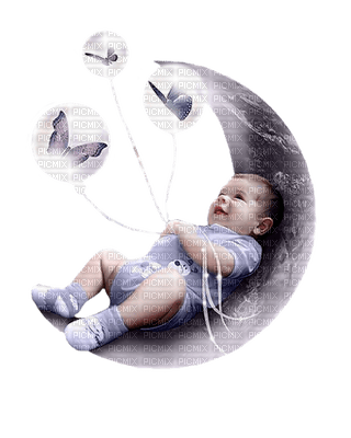 Kaz_Creations Baby Enfant Child Girl Boy Moon - PNG gratuit