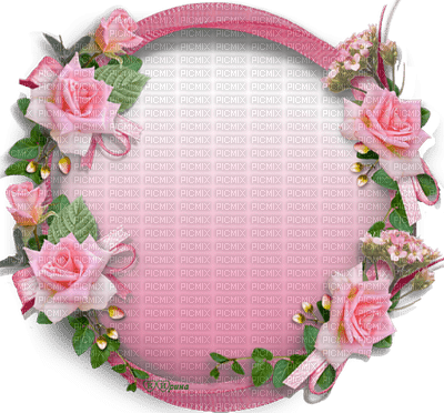 deco frame with roses - PNG gratuit