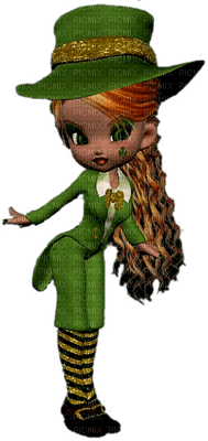 st. patrick's day, green cookie doll,  paintinglounge - gratis png