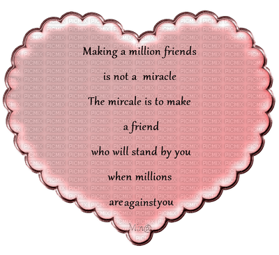 minou-Heart with text Making a million friends - kostenlos png