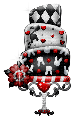 kikkapink wonderland black white red cake - ilmainen png