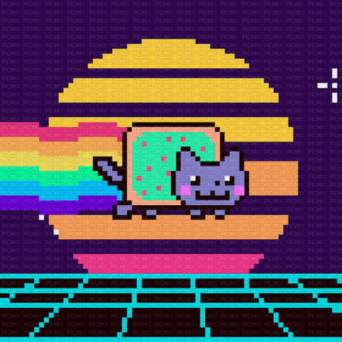 Nyan cat vaporwave - GIF animé gratuit
