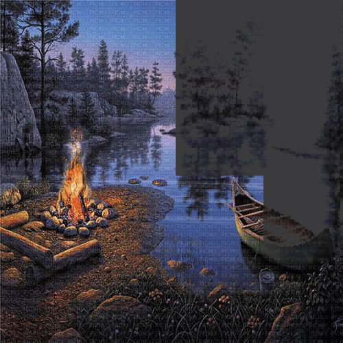 animated lake boat background - Gratis geanimeerde GIF